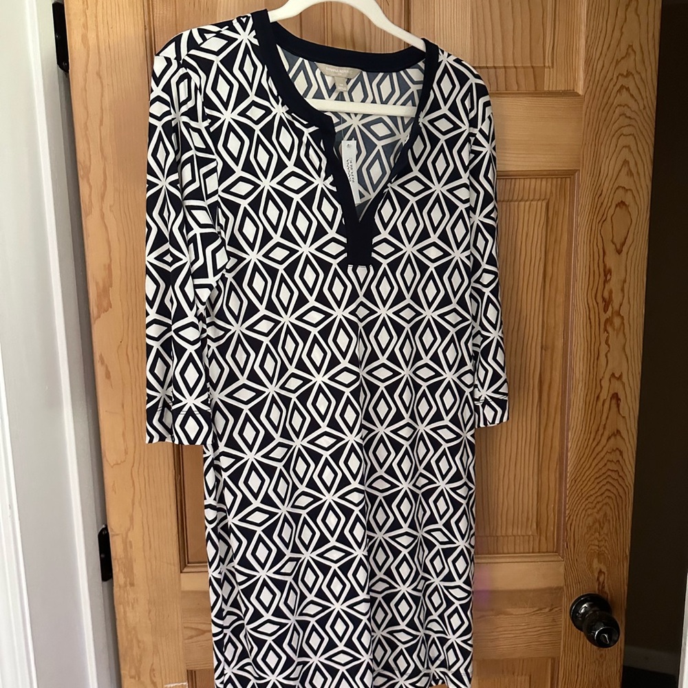 Banana Republic Navy and White Geometric Dress